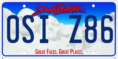 SD license plate 0SIZ86