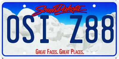 SD license plate 0SIZ88