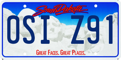 SD license plate 0SIZ91