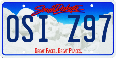 SD license plate 0SIZ97