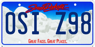 SD license plate 0SIZ98