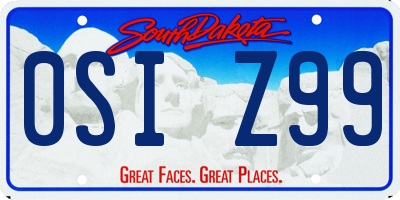 SD license plate 0SIZ99