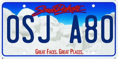 SD license plate 0SJA80