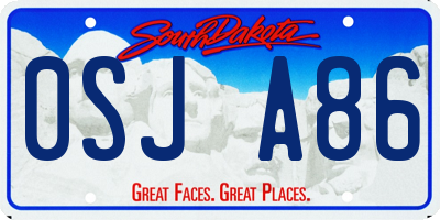 SD license plate 0SJA86