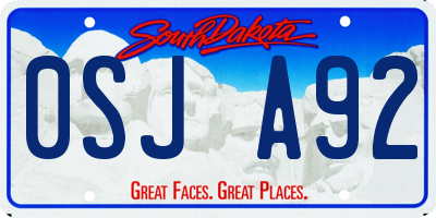 SD license plate 0SJA92