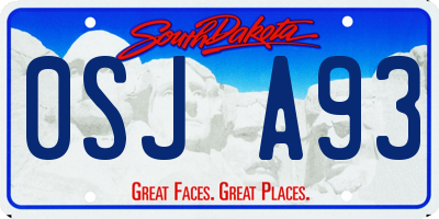 SD license plate 0SJA93