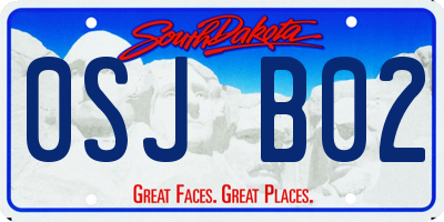 SD license plate 0SJB02
