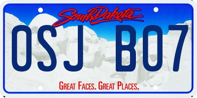 SD license plate 0SJB07