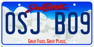 SD license plate 0SJB09