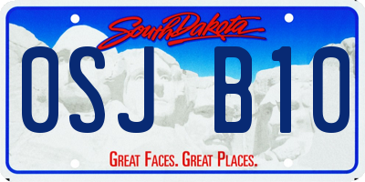 SD license plate 0SJB10