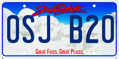 SD license plate 0SJB20
