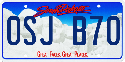 SD license plate 0SJB70