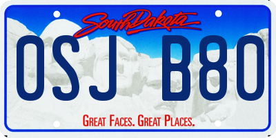 SD license plate 0SJB80
