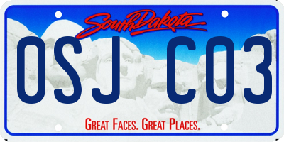 SD license plate 0SJC03
