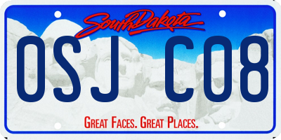 SD license plate 0SJC08