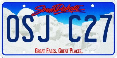 SD license plate 0SJC27