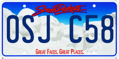 SD license plate 0SJC58