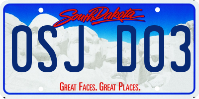 SD license plate 0SJD03