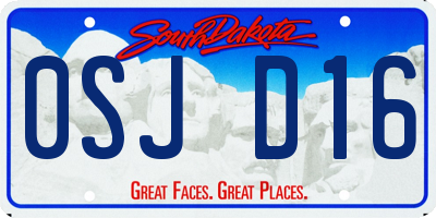SD license plate 0SJD16