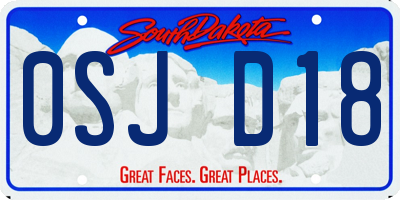 SD license plate 0SJD18
