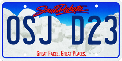 SD license plate 0SJD23