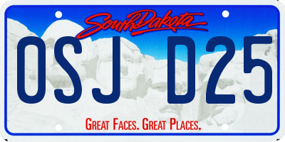 SD license plate 0SJD25