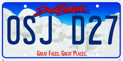 SD license plate 0SJD27