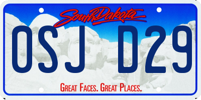 SD license plate 0SJD29