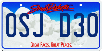 SD license plate 0SJD30