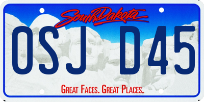 SD license plate 0SJD45