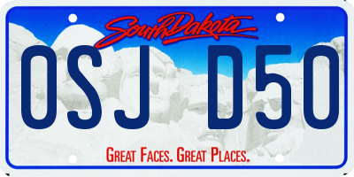 SD license plate 0SJD50
