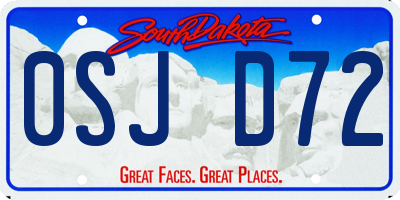 SD license plate 0SJD72