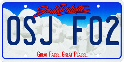 SD license plate 0SJF02