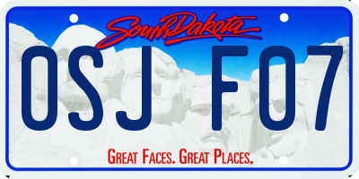 SD license plate 0SJF07