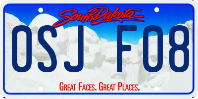 SD license plate 0SJF08