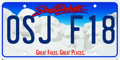 SD license plate 0SJF18