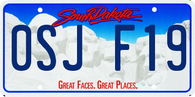 SD license plate 0SJF19