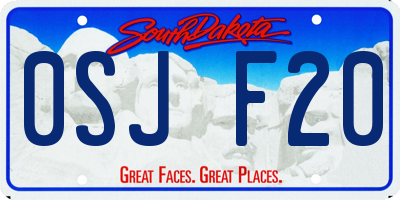 SD license plate 0SJF20