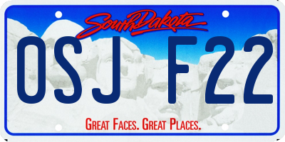 SD license plate 0SJF22