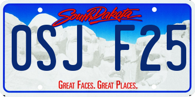 SD license plate 0SJF25