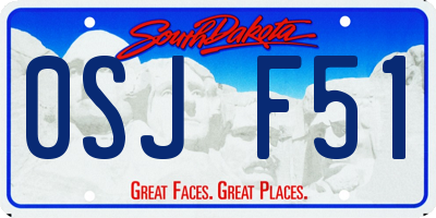 SD license plate 0SJF51
