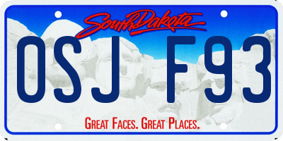SD license plate 0SJF93