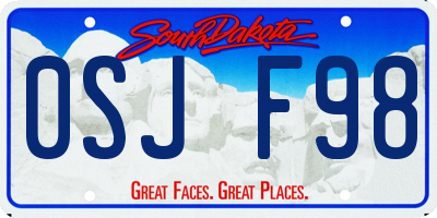 SD license plate 0SJF98