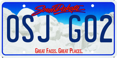 SD license plate 0SJG02