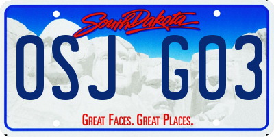 SD license plate 0SJG03