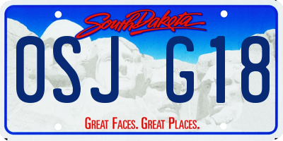 SD license plate 0SJG18
