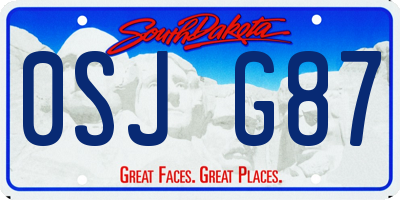 SD license plate 0SJG87