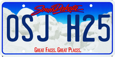 SD license plate 0SJH25