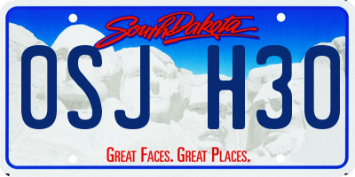 SD license plate 0SJH30
