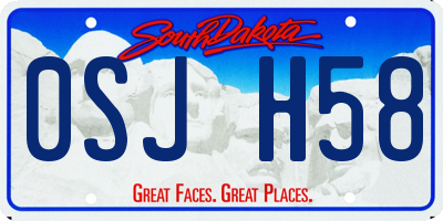 SD license plate 0SJH58